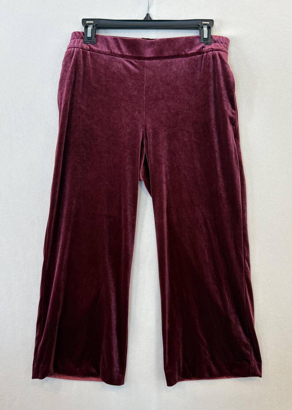 Old Navy Pants Womens Medium Burgundy Velour Wide Leg Elastic Waist Pockets